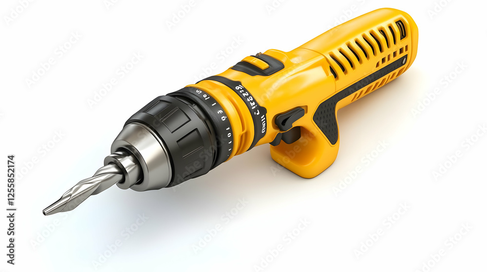 3D Illustration Cordless Drill Construction Tool Power Tool Equipment Device Machine 3D Illustration Cordless Drill Construction Tool Power Tool Equipment Device Machine