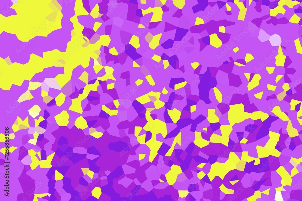 Purple and yellow crystallized pixel mosaic with geometric abstract design. Vibrant artistic background concept Purple and yellow crystallized pixel mosaic with geometric abstract design. Vibrant artistic background concept