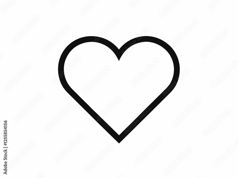 Minimalist black heart icon on white background, symbolizing love, care, and affection in a simple and elegant design. Minimalist black heart icon on white background, symbolizing love, care, and affection in a simple and elegant design.