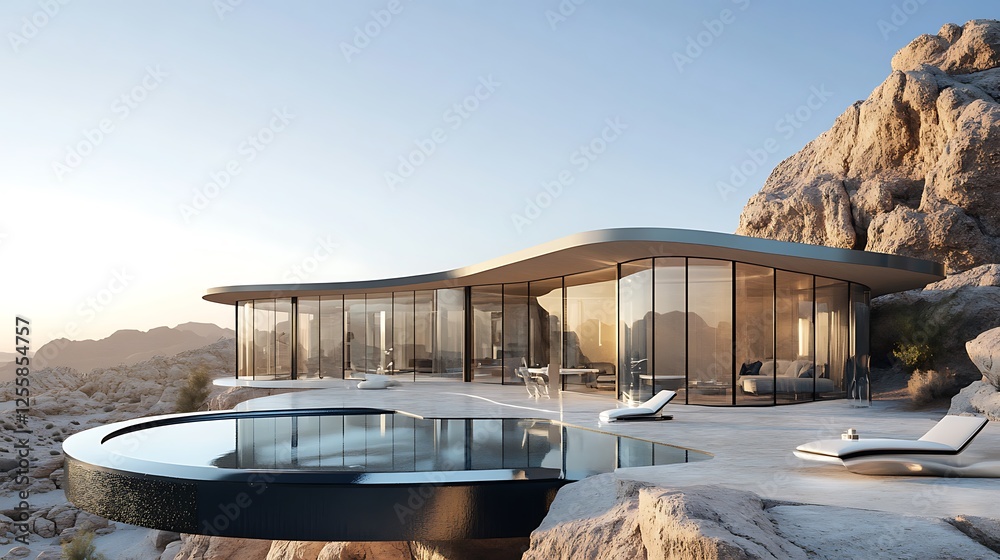Fototapeta premium Luxury Cliffside Villa with Infinity Pool and Panoramic Views