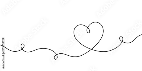 Heart line. Hearts continuous one line drawing. Hand drawn art oneline icon. Love design. Hand draw hearth sketch. Single lineart. Wedding black print isolated on white background. Vector illustration