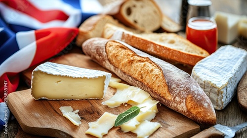 Wallpaper Mural French Delights: Baguette, Brie, and Flag for a Taste of France Torontodigital.ca