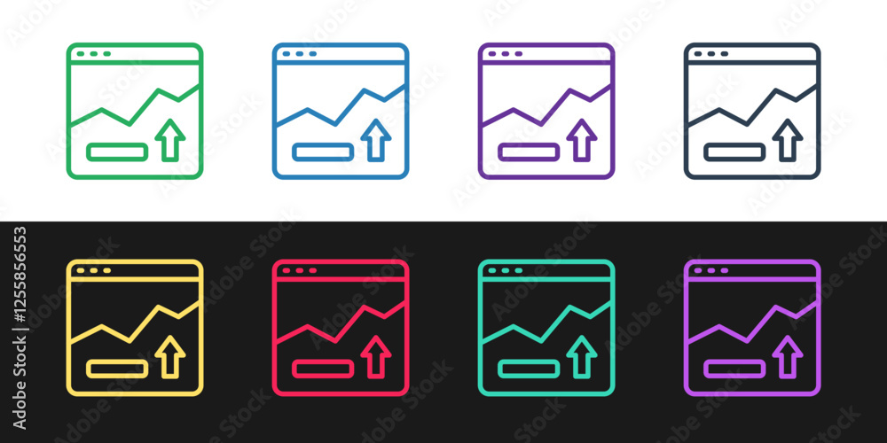 Set line Financial growth increase icon isolated on black and white background. Increasing revenue. Vector Set line Financial growth increase icon isolated on black and white background. Increasing revenue. Vector