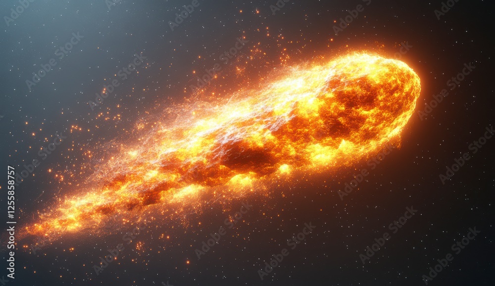 Obraz premium Fiery Comet Streaking Through Space Keywords for space exploration themes related words astronomical visuals including glowing tails of comets space imagery visuals that capture movement and energy