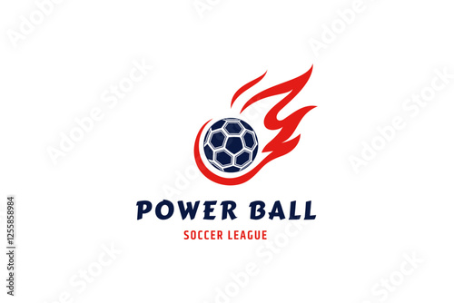 power ball logo with fire elements in flat design style