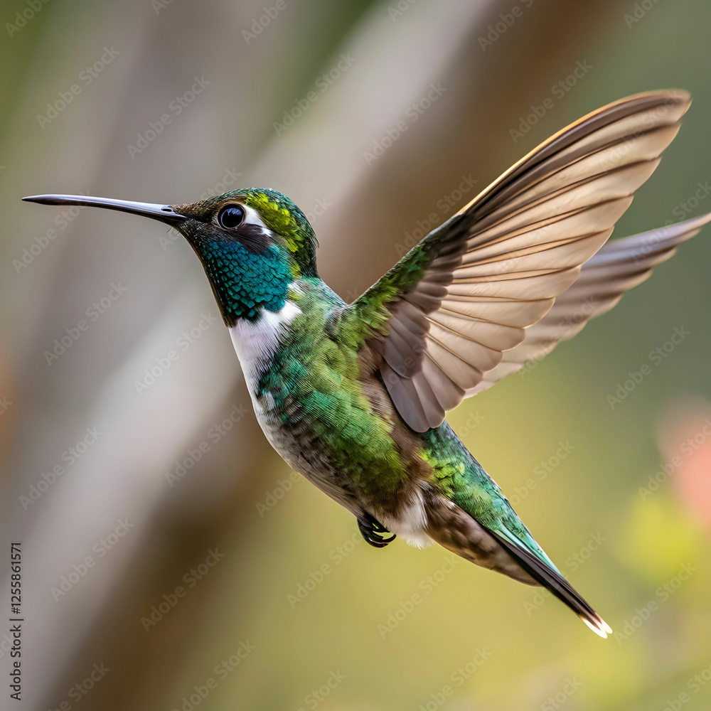 Obraz premium flying photorealistic hummingbird front view