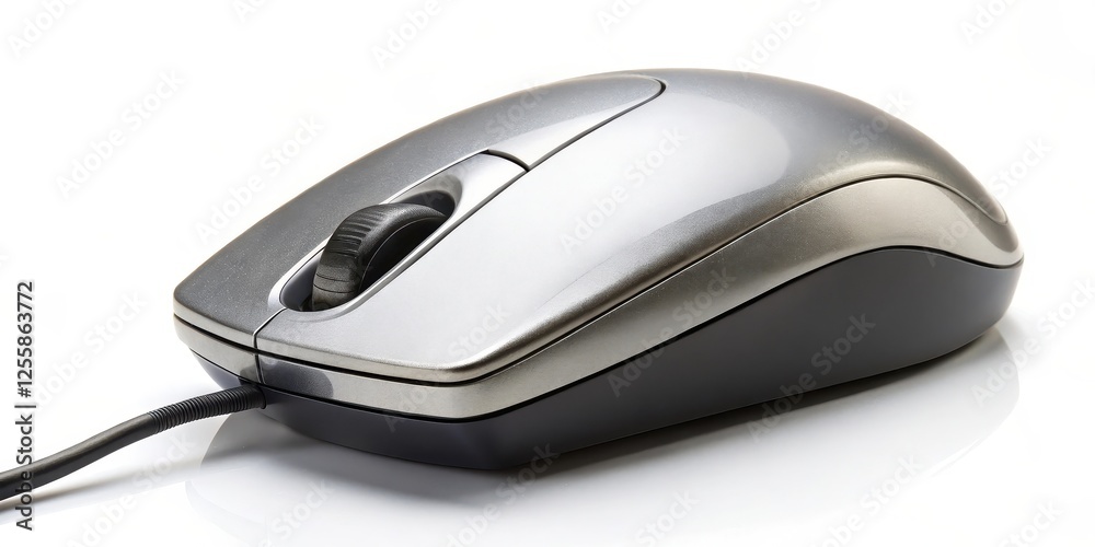 Silver Computer Mouse on White Background Silver Computer Mouse on White Background