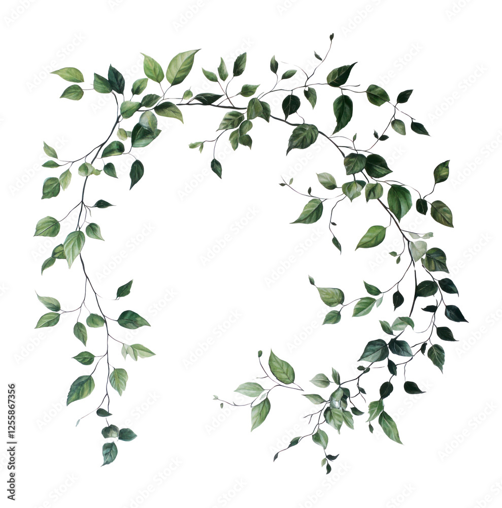 Obraz premium PNG Green leaves and tender stems plant leaf art.