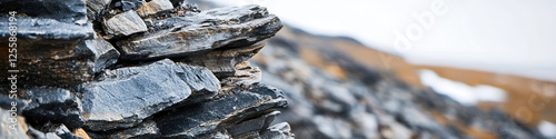 Close-up of Layered Gray and Brown Rocks