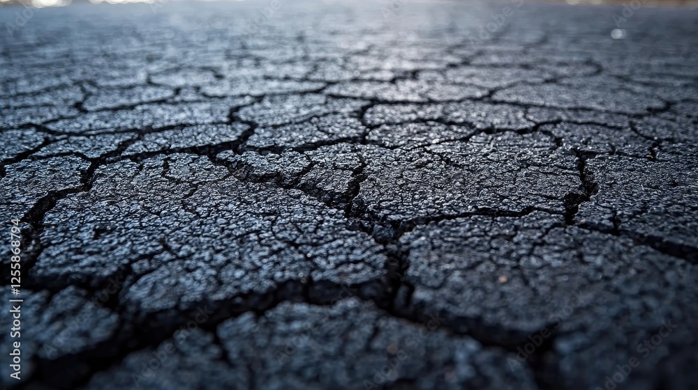 Fototapeta premium Tarmac Driveways. Cracked asphalt surface with visible texture and deep fissures