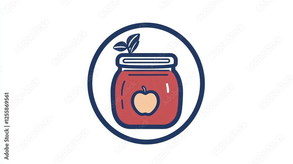 Illustration of a glass jar of apple jam Illustration of a glass jar of apple jam