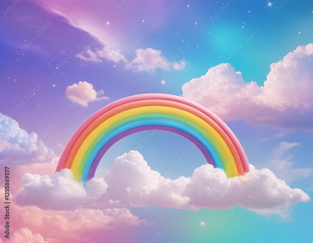 Holographic fantasy rainbow background with clouds and stars. Pastel color sky, abstract fabulous pattern. Cute and colorful candy wallpaper Holographic fantasy rainbow background with clouds and stars. Pastel color sky, abstract fabulous pattern. Cute and colorful candy wallpaper