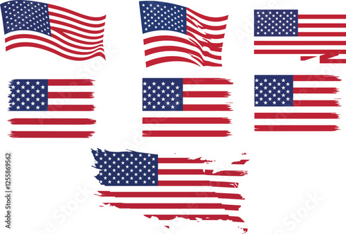 Usa map with map of usa, us map, united states map, map of us, map of united states, america map state vector illustration , American flag icons, the USA's national identity, patriotism, and freedom, 
