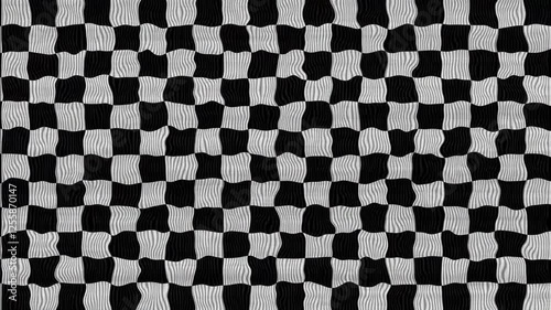 A mix of noise effect and checkerboard for a background. A distorted glitchy texture of black and white squares. Perfect for retro-themed projects, music videos, or digital backgrounds.