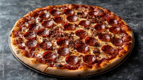 A pizza with a loaded crust, stuffed with cheese and topped with pepperoni and extra cheese, on a transparent background