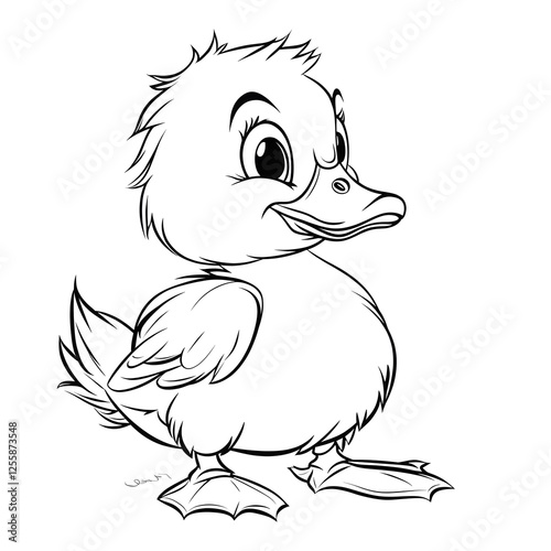 Cute Cartoon Duck Outline Drawing for Kids Coloring and Creative Activity