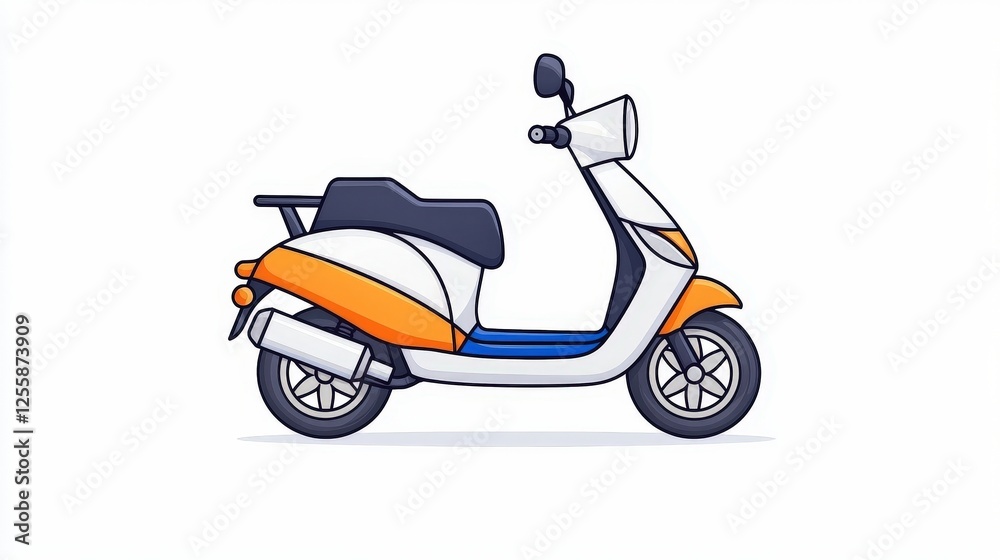 Modern Scooter with Bright Colors on White Background for Transportation and Travel Use Modern Scooter with Bright Colors on White Background for Transportation and Travel Use