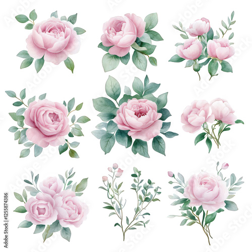 Pink and red roses, peonies