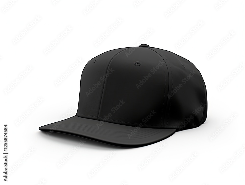 Blank Snap-Back Hat Mockup in Black Color Isolated on White Background for Sports and Fashion Designs Blank Snap-Back Hat Mockup in Black Color Isolated on White Background for Sports and Fashion Designs