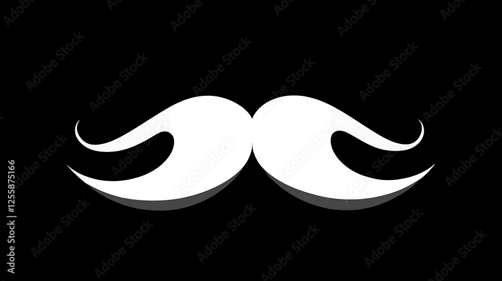 A stylish white handlebar mustache design
