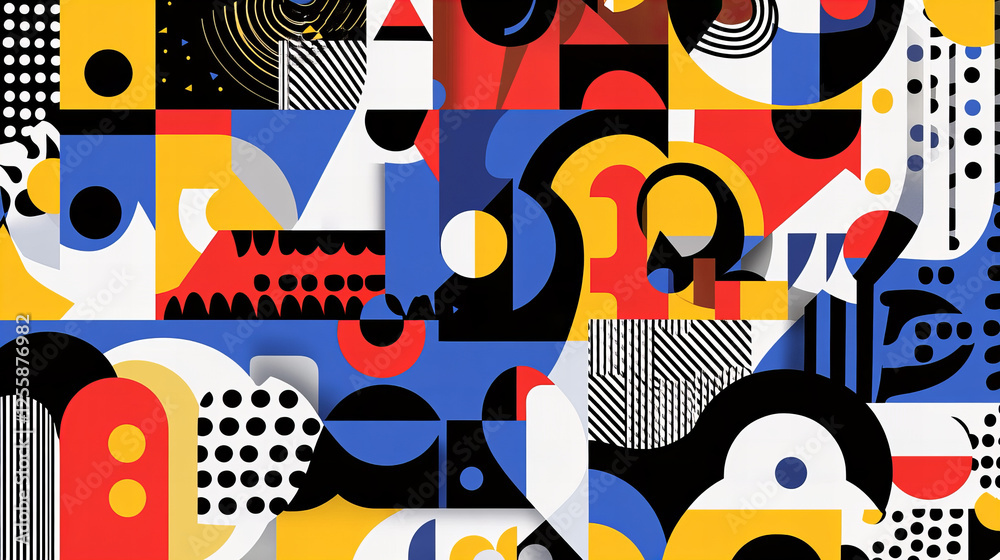 Obraz premium Colorful abstract geometric patterns create a vibrant tapestry of shapes and colors in modern art