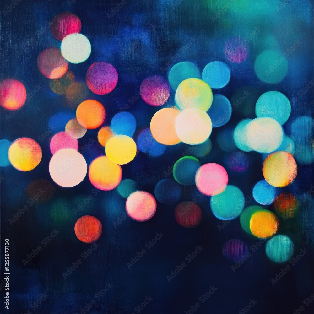 Fototapeta premium Colorful bokeh lights, night scene, festive background, holiday design