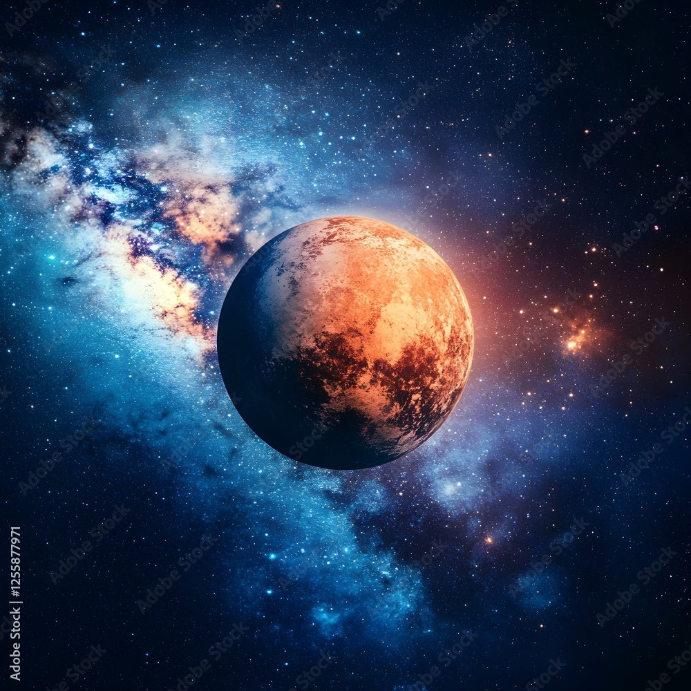 Fototapeta premium Majestic View of Mars Cosmic Planet in Deep Space Red Planet and Galactic Nebula Mars Floating in the Universe.Astronomy Art of Mars
