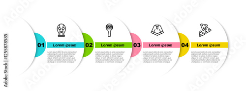 Set line Mexican wrestler, Maracas, Poncho and Nachos. Business infographic template. Vector