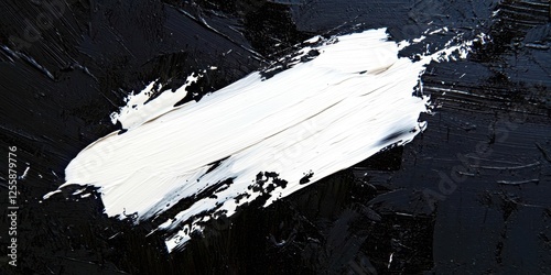 Black and white painting with a white brush stroke