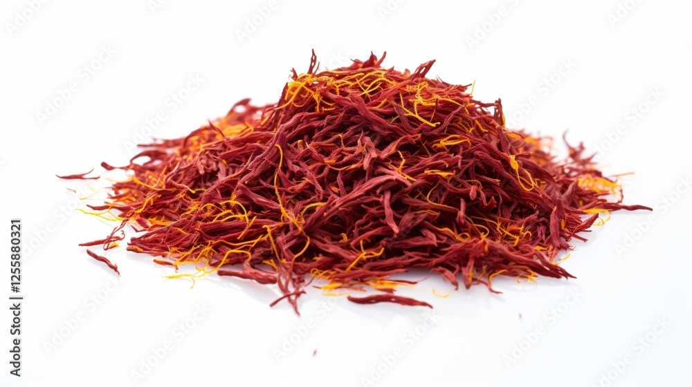Naklejka premium Dried Saffron Spice on White Background