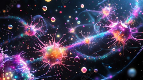 Colorful abstract representation of microcells.