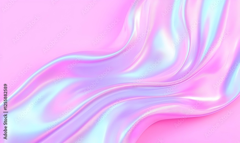 Naklejka premium Soft Pastel Silk Flowing Fabric on Pink Background with Shimmery Texture