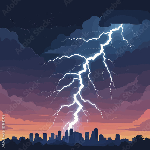 natural thunder and lightning,lightning flash,lightning,vector illustration	
