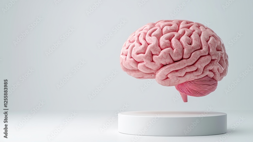 Realistic Model of Human Brain on Display in Minimalistic Studio Environment Realistic Model of Human Brain on Display in Minimalistic Studio Environment