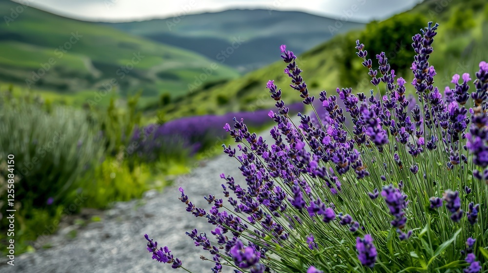 Obraz premium Vibrant lavender fields in the hills nature photography scenic landscape dreamy vista close-up view