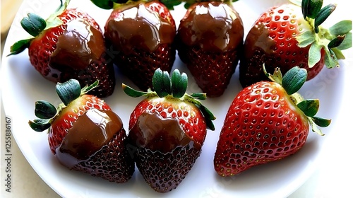 Chocolate Covered Strawberries on White Plate