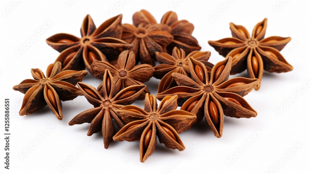 Star Anise Spice Fruits Seeds White Background Star Anise Spice Fruits Seeds White Background