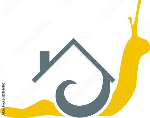 snail with a house as a snail shell logo icon real estate agent