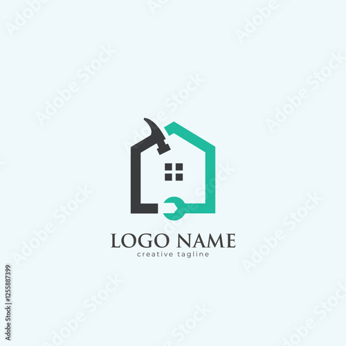 Home Repair Logo, hammer, repair logo fully editable vector template