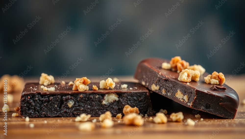 Dark chocolate bar with earthy, forest floor aroma, mixed with crushed hazelnuts Dark chocolate bar with earthy, forest floor aroma, mixed with crushed hazelnuts