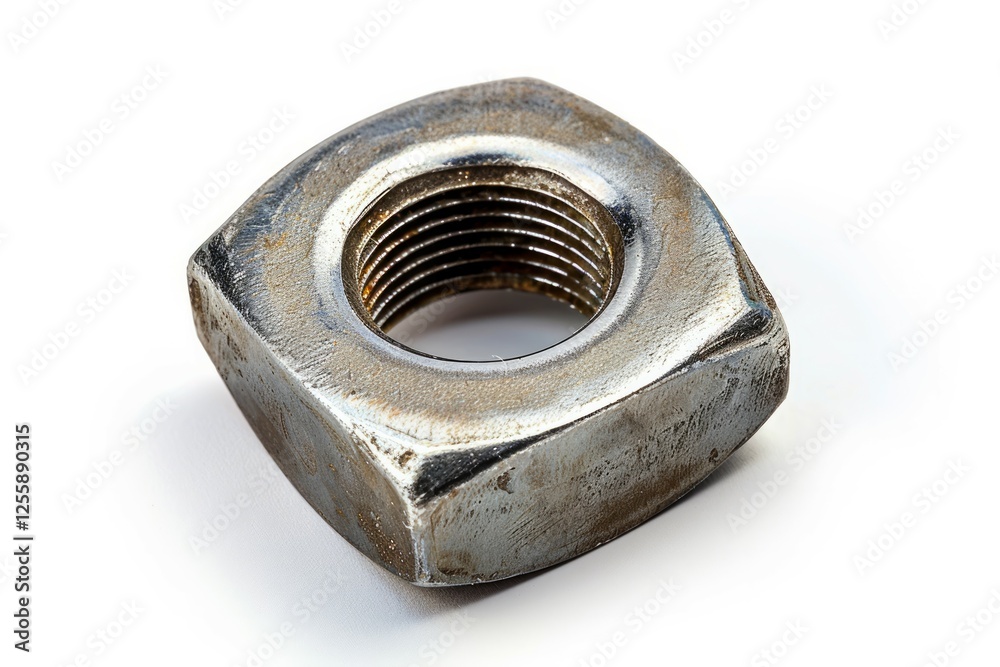 Rusty metal nut on white background. AI image Rusty metal nut on white background. AI image