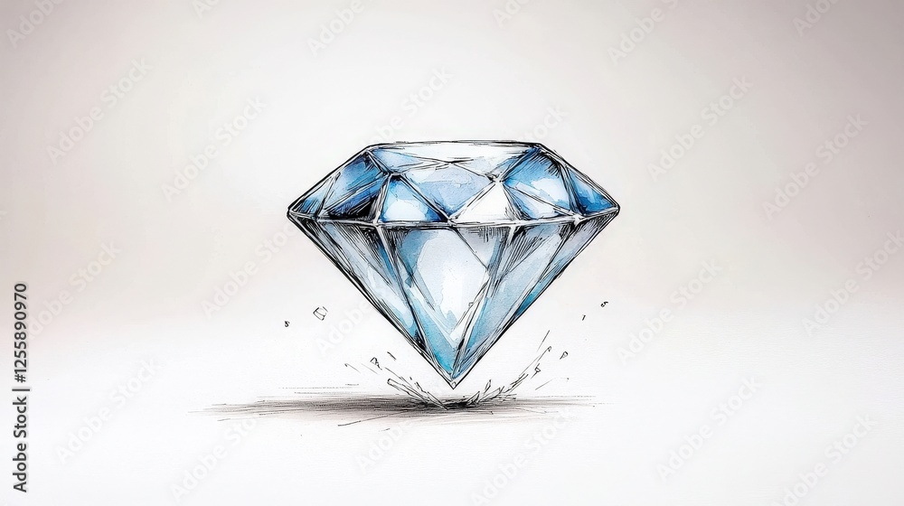 Diamond Illustration with Sparkling Reflection and Vibrant Light Effects on Neutral Background Diamond Illustration with Sparkling Reflection and Vibrant Light Effects on Neutral Background