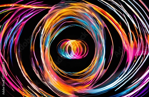 A vibrant swirl of rainbow colors creates an abstract, artistic design