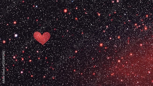 Red Heart in a Starry Night Sky