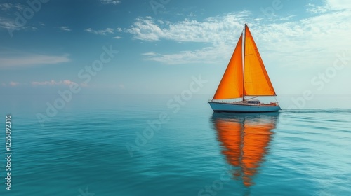 Sailboat gliding through calm blue waters under a clear sky
