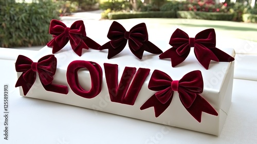 Velvet Bows and LOVE on Gift Box