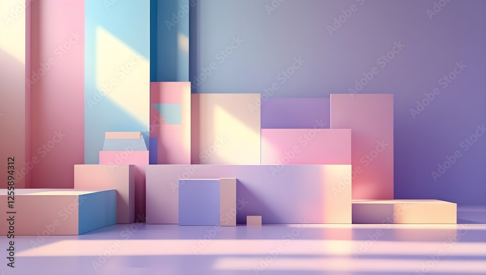 Pastel Geometric Arrangement Soft Lighting Dreamy Abstract Background Pastel Geometric Arrangement Soft Lighting Dreamy Abstract Background