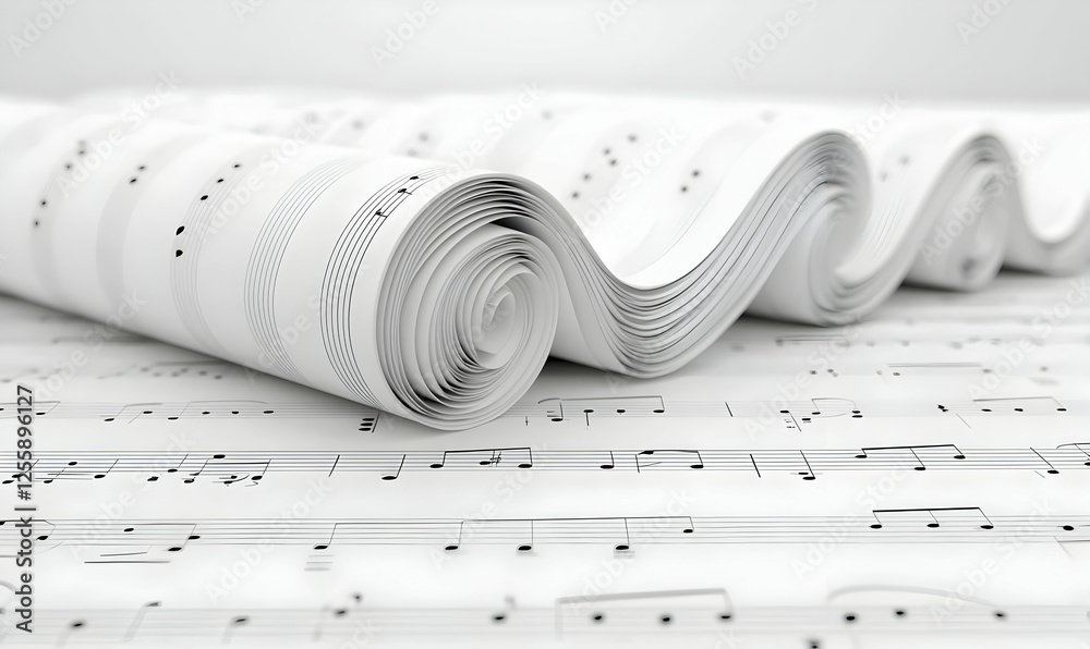 Musical Sheet Rolls Creating A Visual Rhythm of Notes and Symbols Musical Sheet Rolls Creating A Visual Rhythm of Notes and Symbols