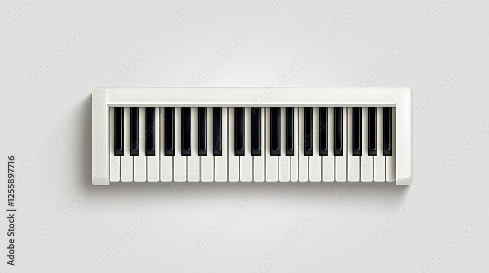White Melodica on a Minimalist Background Showcasing Piano Keys in a Modern Setting White Melodica on a Minimalist Background Showcasing Piano Keys in a Modern Setting