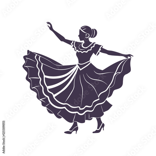 Folklorico Dance Silhouette Clipart Vibrant Mexican Heritage Illustration